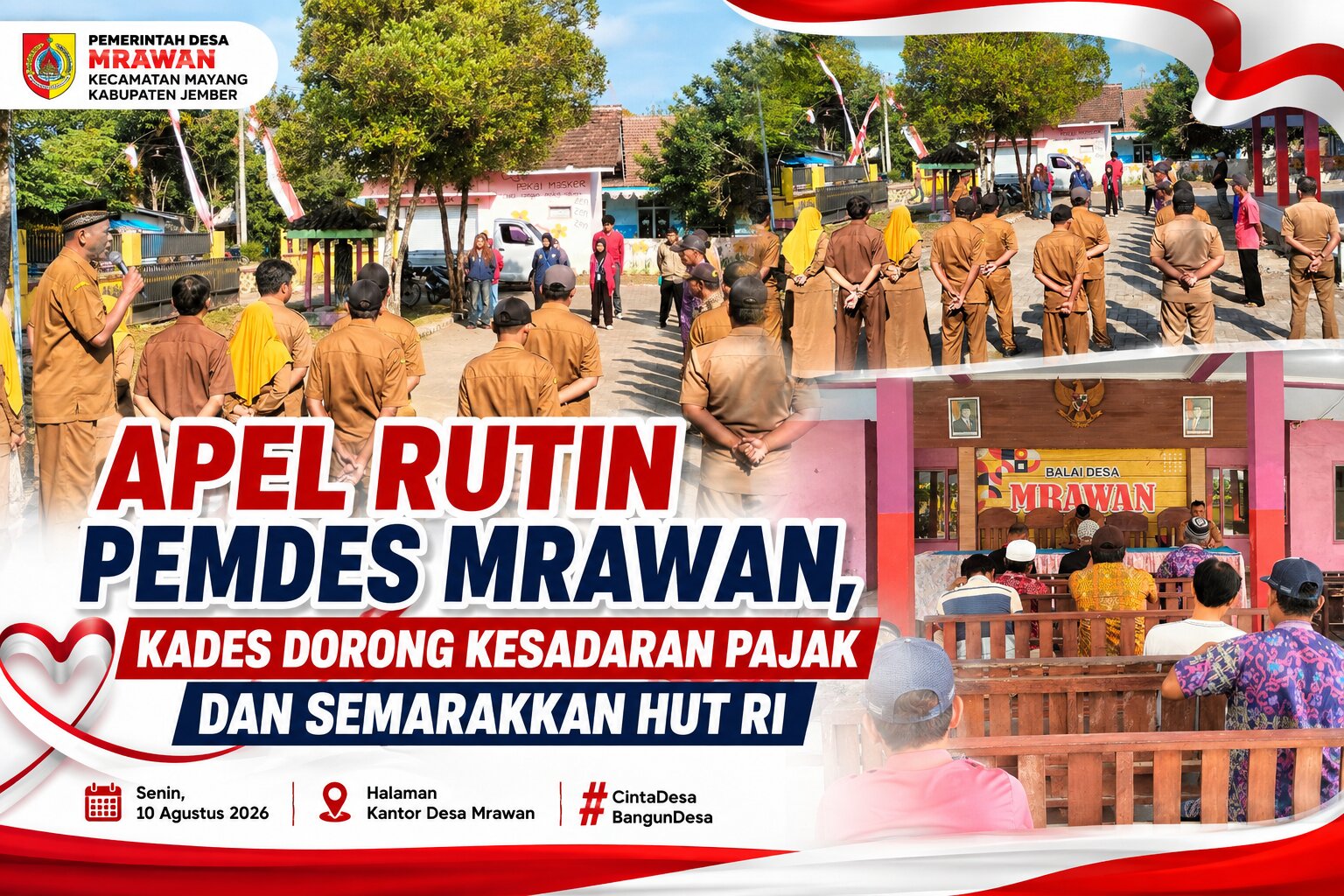 apel-rutin-pemdes-mrawan-kades-dorong-kesadaran-pajak-dan-semarakkan-hut-ri-20260813